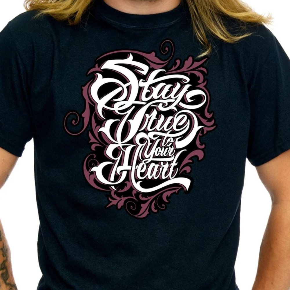 Stay True To Your Heart Typography Graphic Tshirt Short Sleeve Unisex Tee - TS43